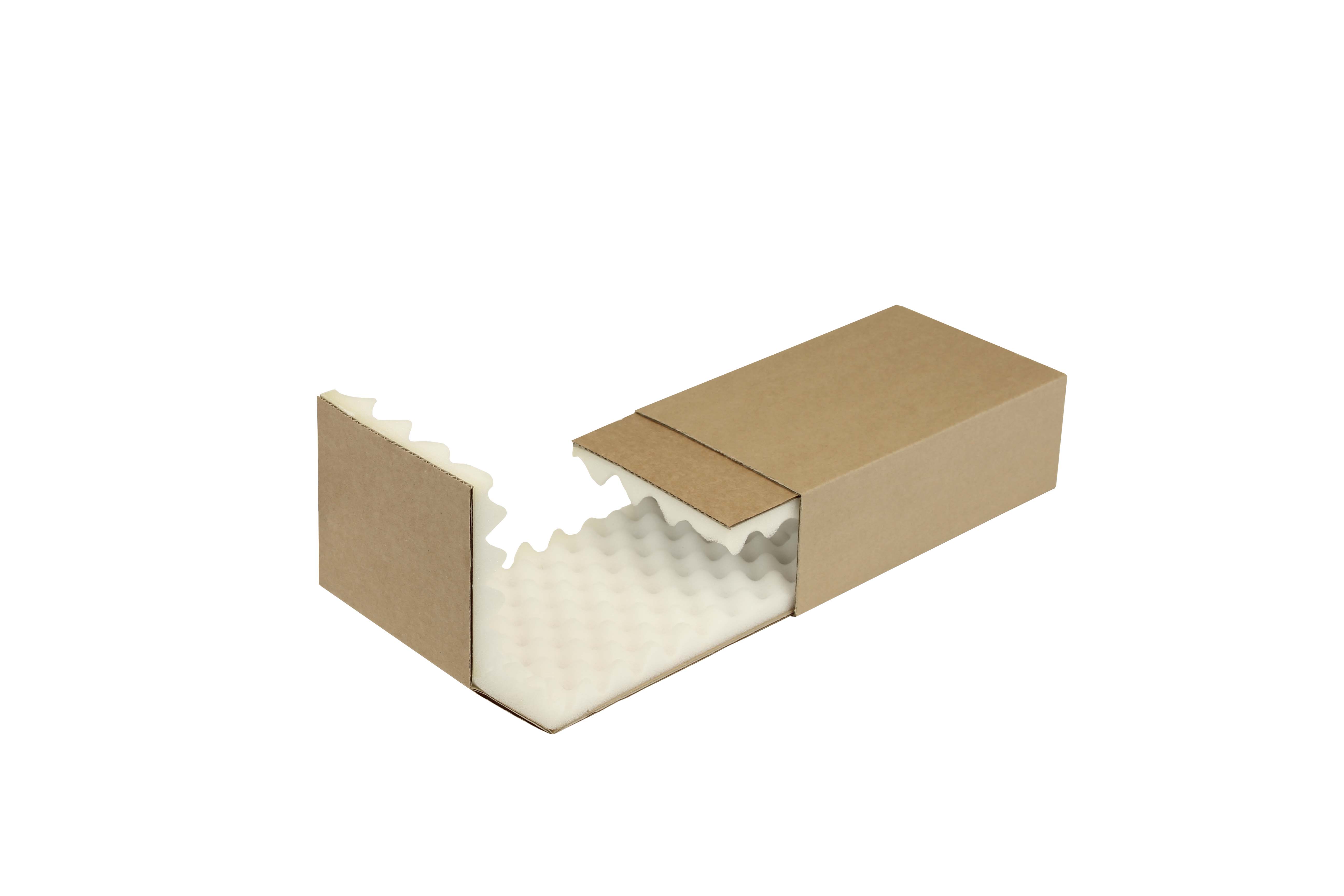 Noppenschaumverpackung, braun, Schaumhöhe 25 mm | 250 x 150 x 80 mm (L x B x H) Innenmaß | VE = 100 Stk.