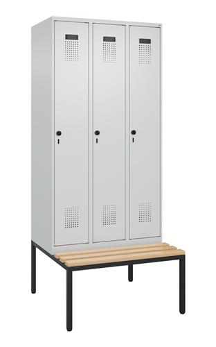 Garderobenschrank Evolo PLUS Gestell 900mm lichtgrau/lichtgrau 3 Abt.C+P || VE = 1 ST