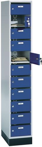 Postverteilerschrank H1950xB320xT500mm 11 Fächer lichtgrau/enzianblau C+P || VE = 1 ST
