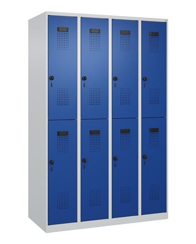 Garderobenschrank Evolo PLUS Bodengleiter 1200mm lichtgrau/enzianblau 8 Abt.C+P || VE = 1 ST