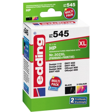 edding Tintenpatrone 18-545 wie HP 302XL+302XL sw+c/m/y 2 St./Pack.