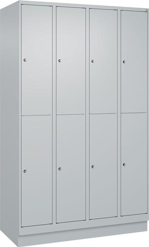 Garderobenschrank m.Sockel H1950xB1200xT500mm lichtgrau 4x2 Abt.C+P || VE = 1 ST