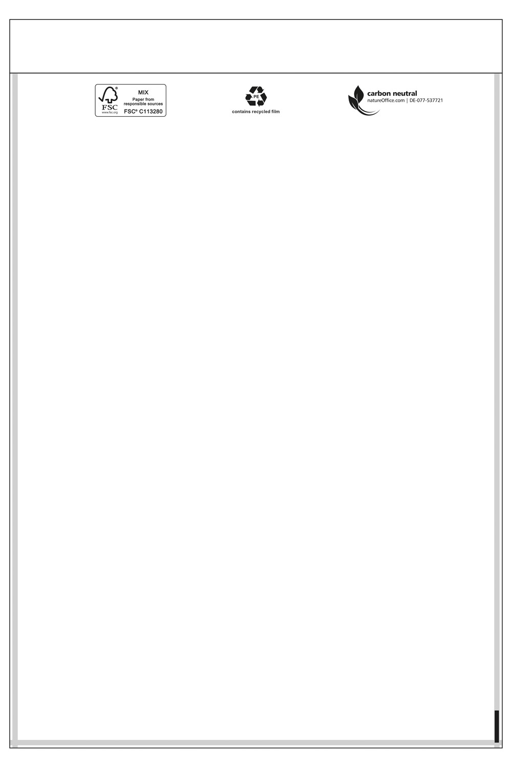 Dokumententasche Standard, ohne Druck, DIN C4 | 230 x 315 mm (Offene Seite x L) | VE = 1000 Stk.