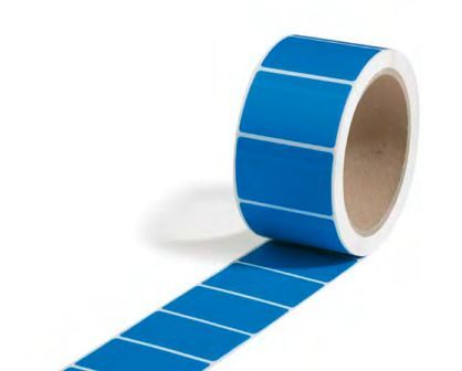 Sicherheits-Etikett, blau | 32 x 38 mm (L x B) |