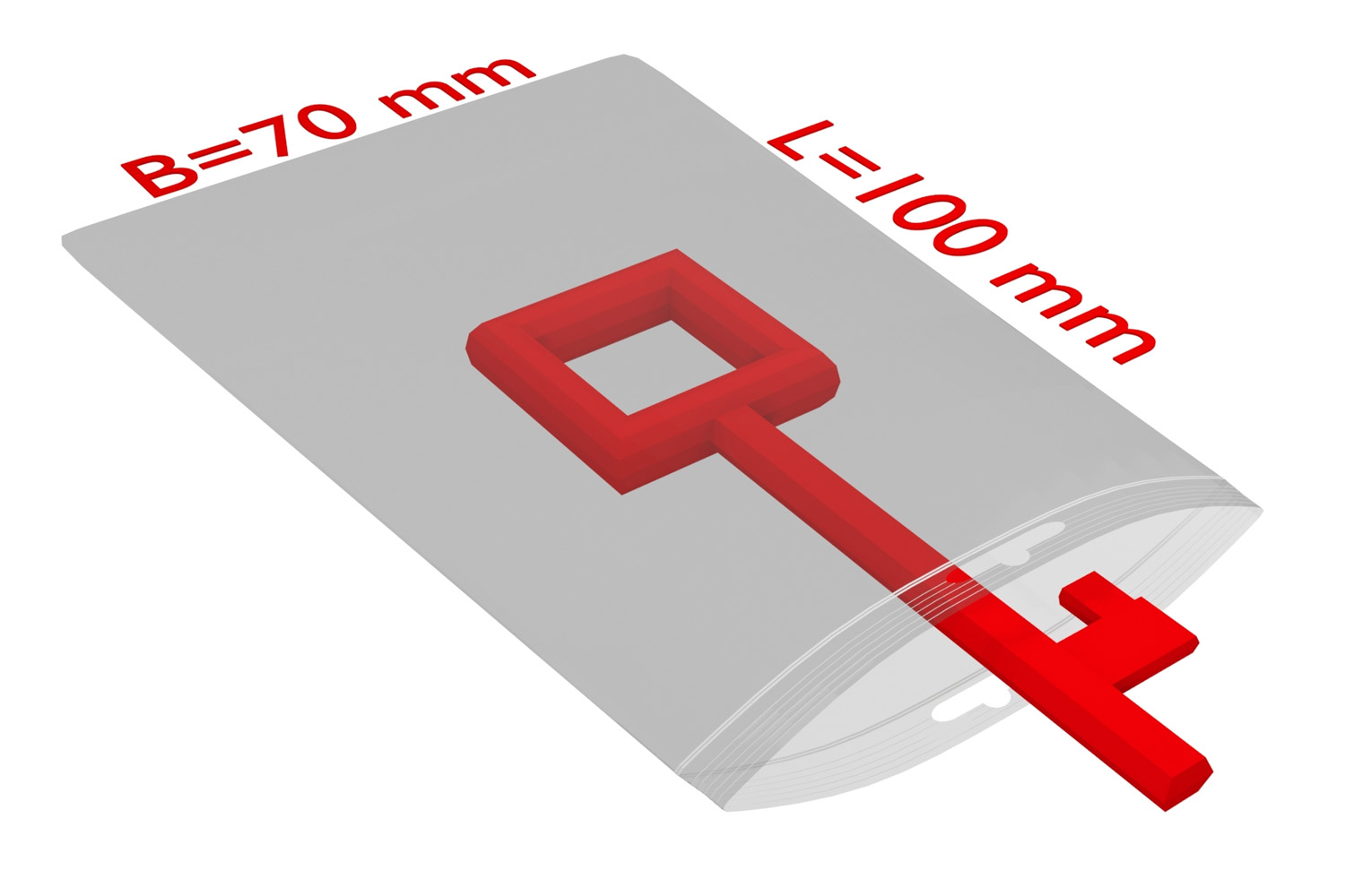 PE-Druckverschlussbeutel mit Eurolochung, transparent, 50 µ | 70 x 100 mm (Offene Seite x L) | VE = 2000 Stk.