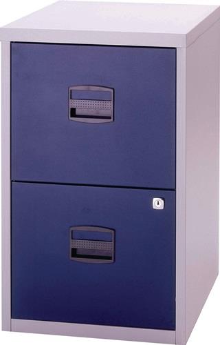 Hängeregistraturschrank H672xB413xT400mm 1-bahnig lichtgrau/oxfordblau 2 Schubl. || VE = 1 ST