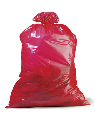 Müllsack, 120 Liter, rot, 45 µ | 700 x 1100 mm (Offene Seite x L) | VE = 250 Stk.