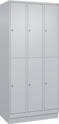 Garderobenschrank m.Sockel H1950xB900xT500mm lichtgrau 3x2 Abt.C+P || VE = 1 ST