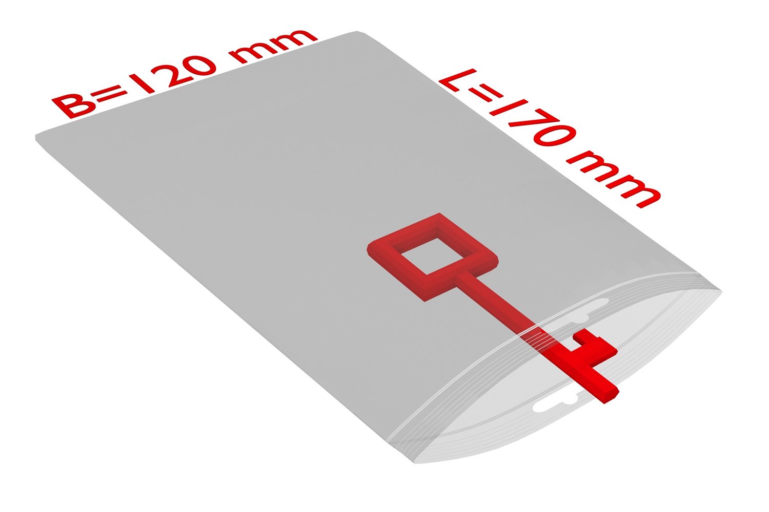 PE-Druckverschlussbeutel mit Eurolochung, transparent, 50 µ | 120 x 170 mm (Offene Seite x L) | VE = 2000 Stk.