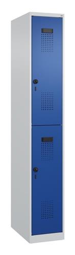 Garderobenschrank Evolo PLUS Bodengleiter 300mm lichtgrau/enzianblau 2 Abt.C+P || VE = 1 ST