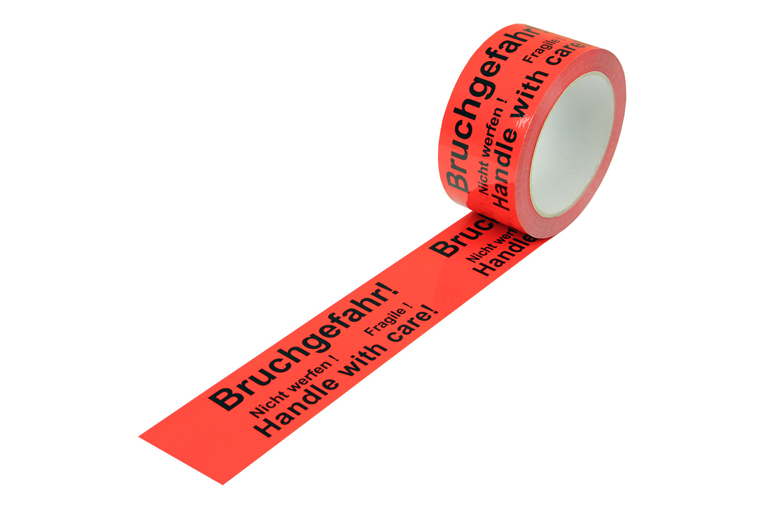 PP-Warnklebeband, rot, "Bruchgefahr", 52 µ | 50 mm x 66 lfm. | VE = 12 Stk.