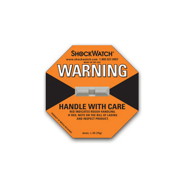 Schockindikator Shockwatch®, orange | Empfindlichkeit 75 g / 50 ms | VE = 50 Stk.