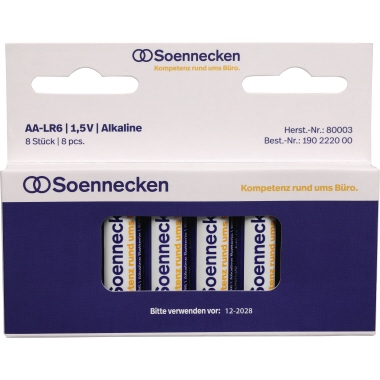 Soennecken Batterie 80003 Mignon AA LR6 1,5 V 8 St./Pack