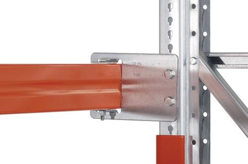 Durchschubsicherung B.2700mm Pal.-Überstand 100mm rotorange/verz.f.Pal.-Regal || VE = 1 ST