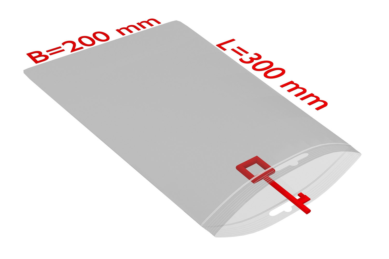 PE-Druckverschlussbeutel mit Eurolochung, transparent, 50 µ | 200 x 300 mm (Offene Seite x L) | VE = 1000 Stk.