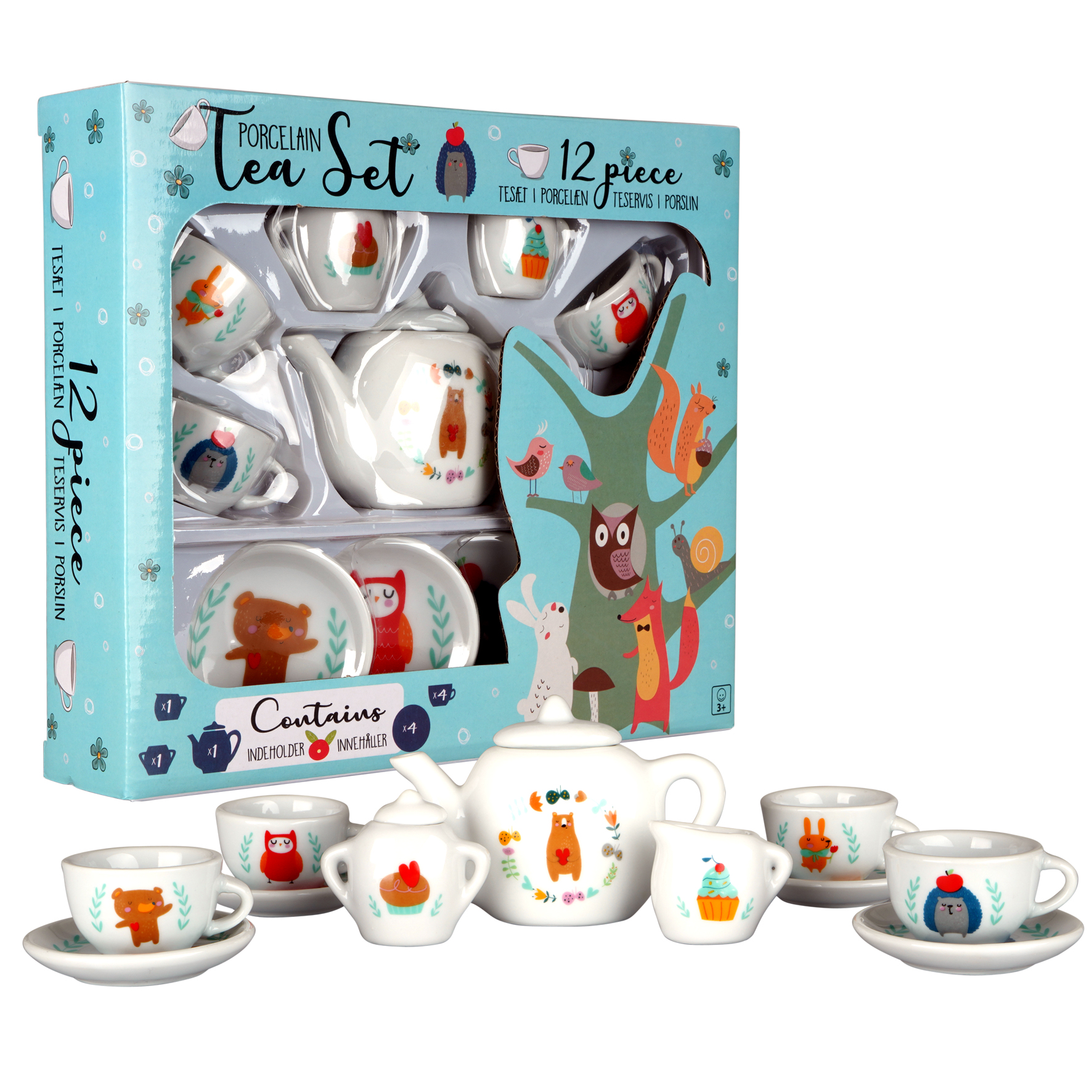 12-teiliges Teeservice aus Porzellan - Little Woodies 12-teiliges Teeservice aus Porzellan - Little Woodies