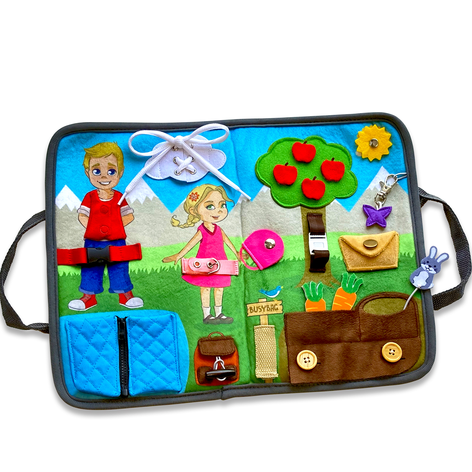 BUSYBAG - Lern- und Aktivitätskoffer mit Verschlüssen, Schnürsenkeln und Reißverschlüssen BUSYBAG - Lern- und Aktivitätskoffer mit Verschlüssen, Schnürsenkeln und Reißverschlüssen