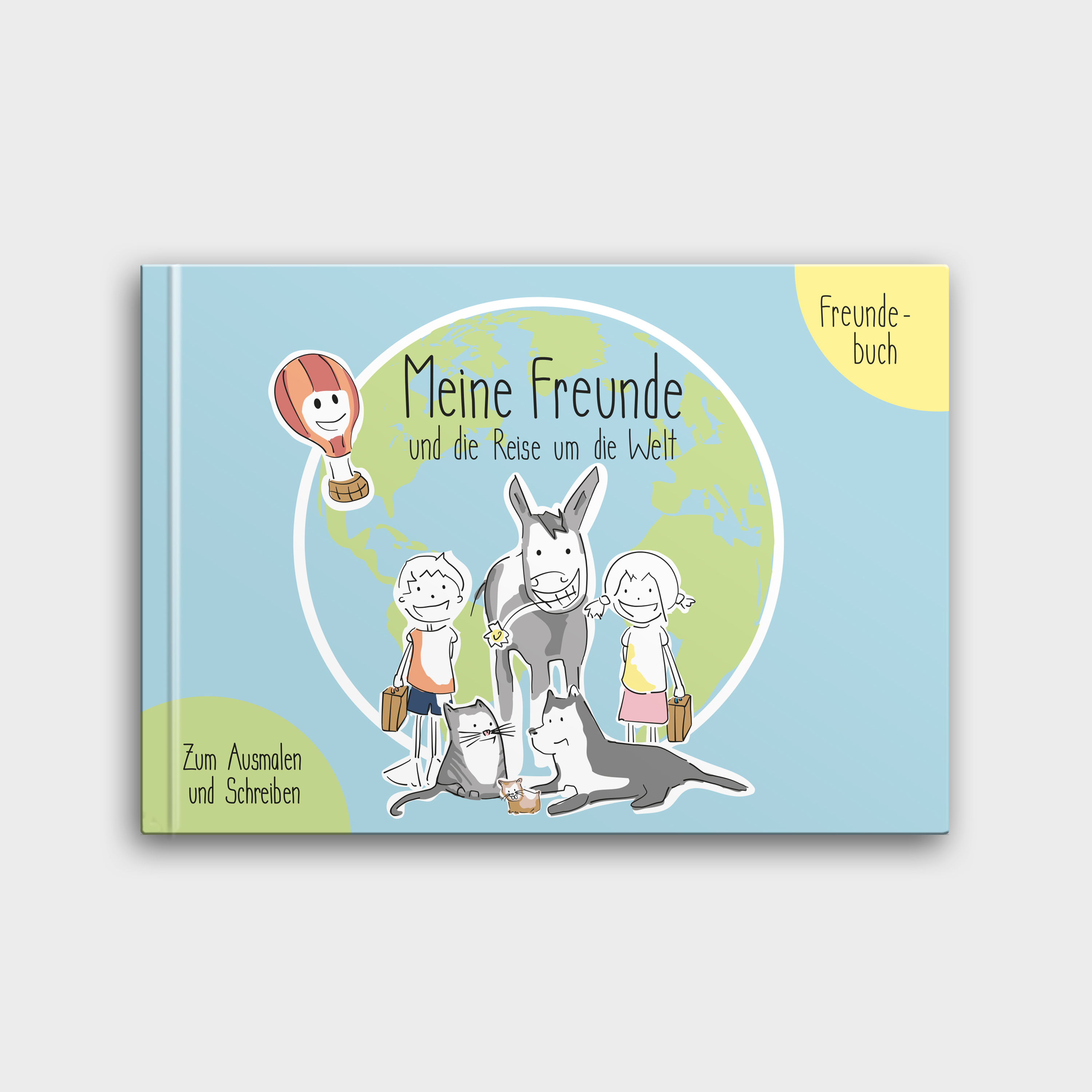 Freundebuch Kindergarten | Meine Freunde und die Weltreise | hellblau