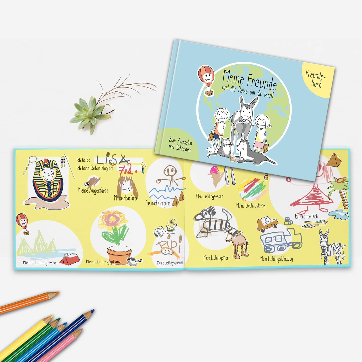 Freundebuch Kindergarten | Meine Freunde und die Weltreise | hellblau Freundebuch Kindergarten | Meine Freunde und die Weltreise | hellblau