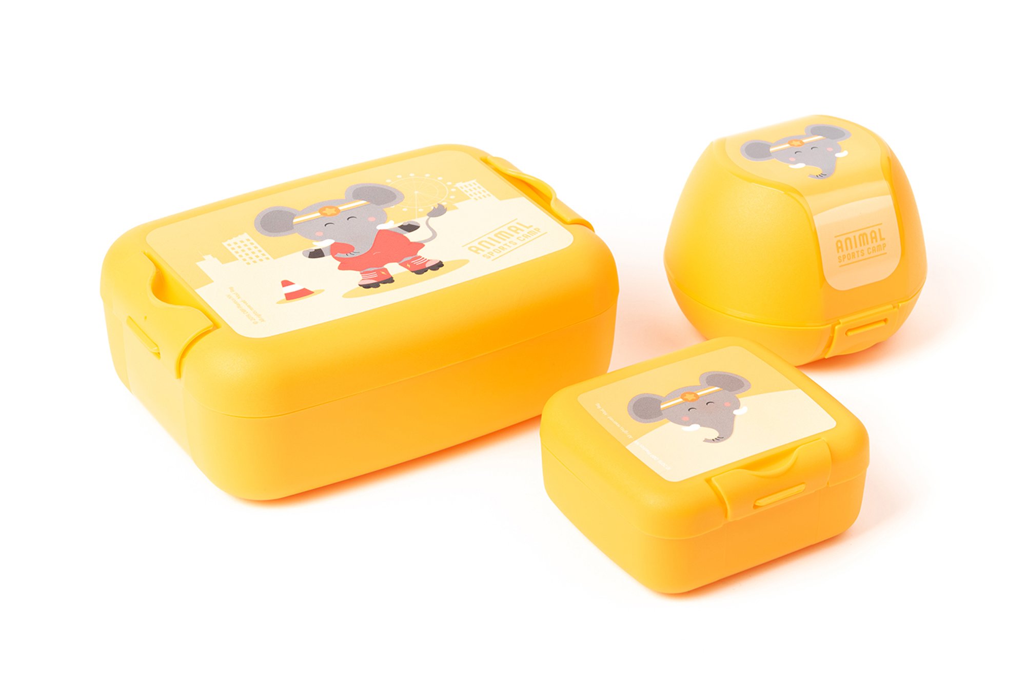 Geschenkset - Lunchbox + Snackbox + Obstbox - sportlicher Elefant Geschenkset - Lunchbox + Snackbox + Obstbox - sportlicher Elefant