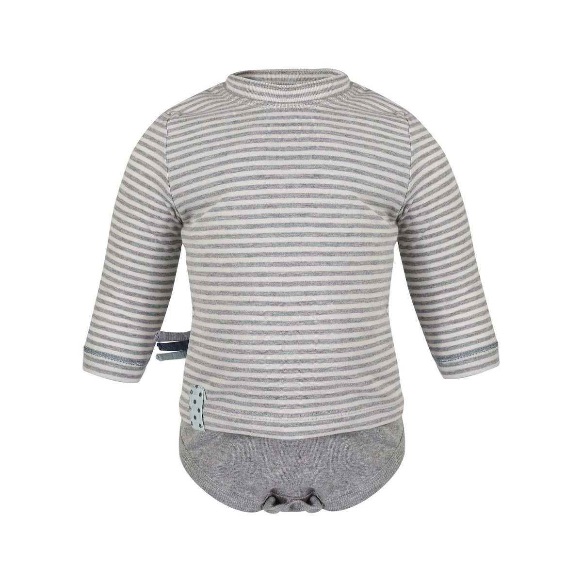 OrganicEra Organic Baby L/S T-Shirt Body, Grau gestreift OrganicEra Organic Baby L/S T-Shirt Body, Grau gestreift