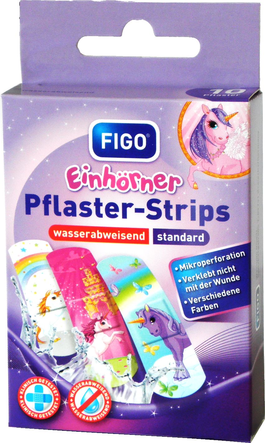 FIGO Pflaster-Strips - Kinderpflaster mit Einhorn Motiven 