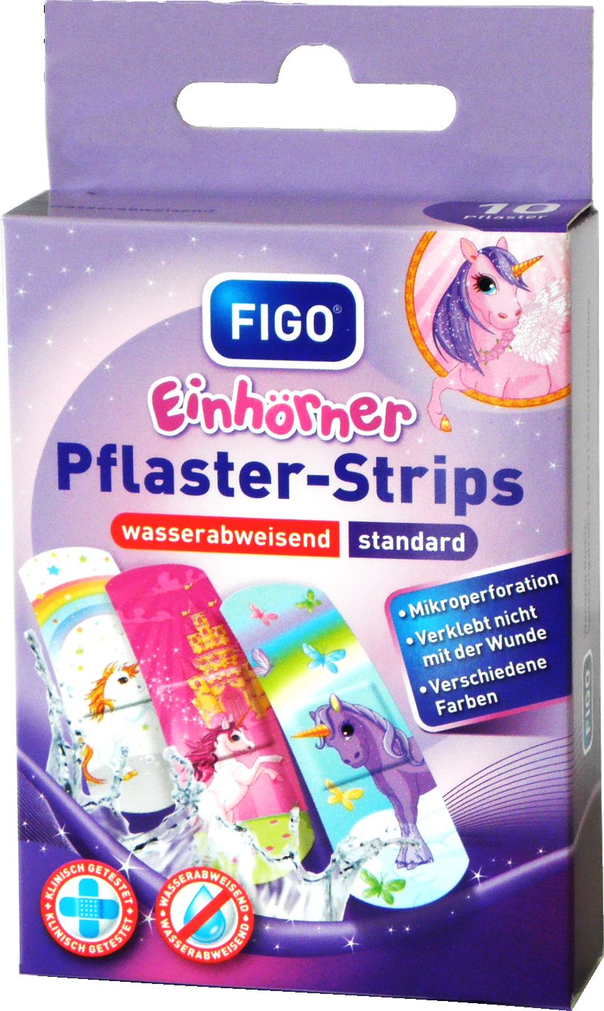 FIGO Pflaster-Strips - Kinderpflaster mit Einhorn Motiven  FIGO Pflaster-Strips - Kinderpflaster mit Einhorn Motiven