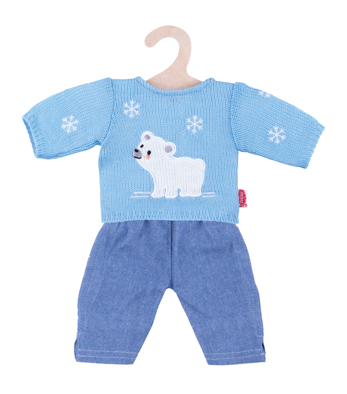 Pullover "Eisbär" mit Jeans, Gr. 28-35 cm  Pullover "Eisbär" mit Jeans, Gr. 28-35 cm