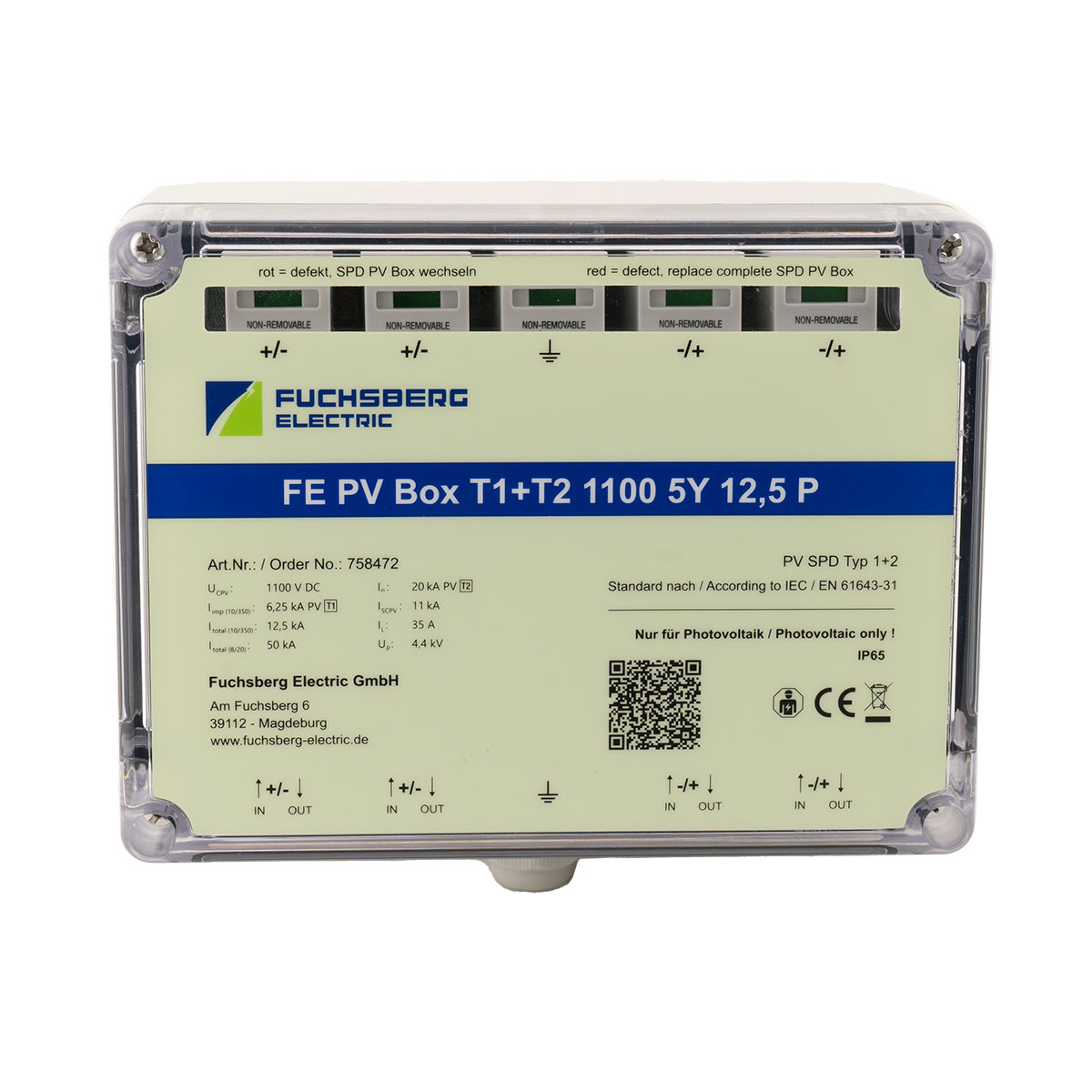 Fuchsberg PV BOX Generatoranschlusskasten Überspannungsschutz 2 String 