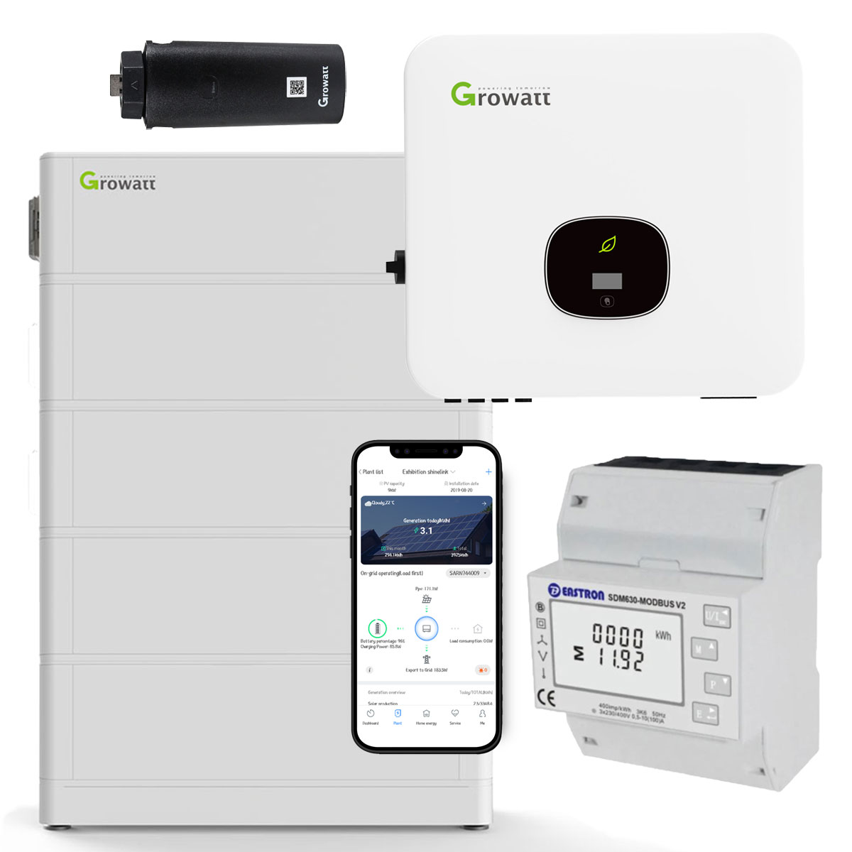 Growatt MOD 9000TL3-XH 9kW Hybrid Wechselrichter mit 10.2kWh Solarspeicher-Set