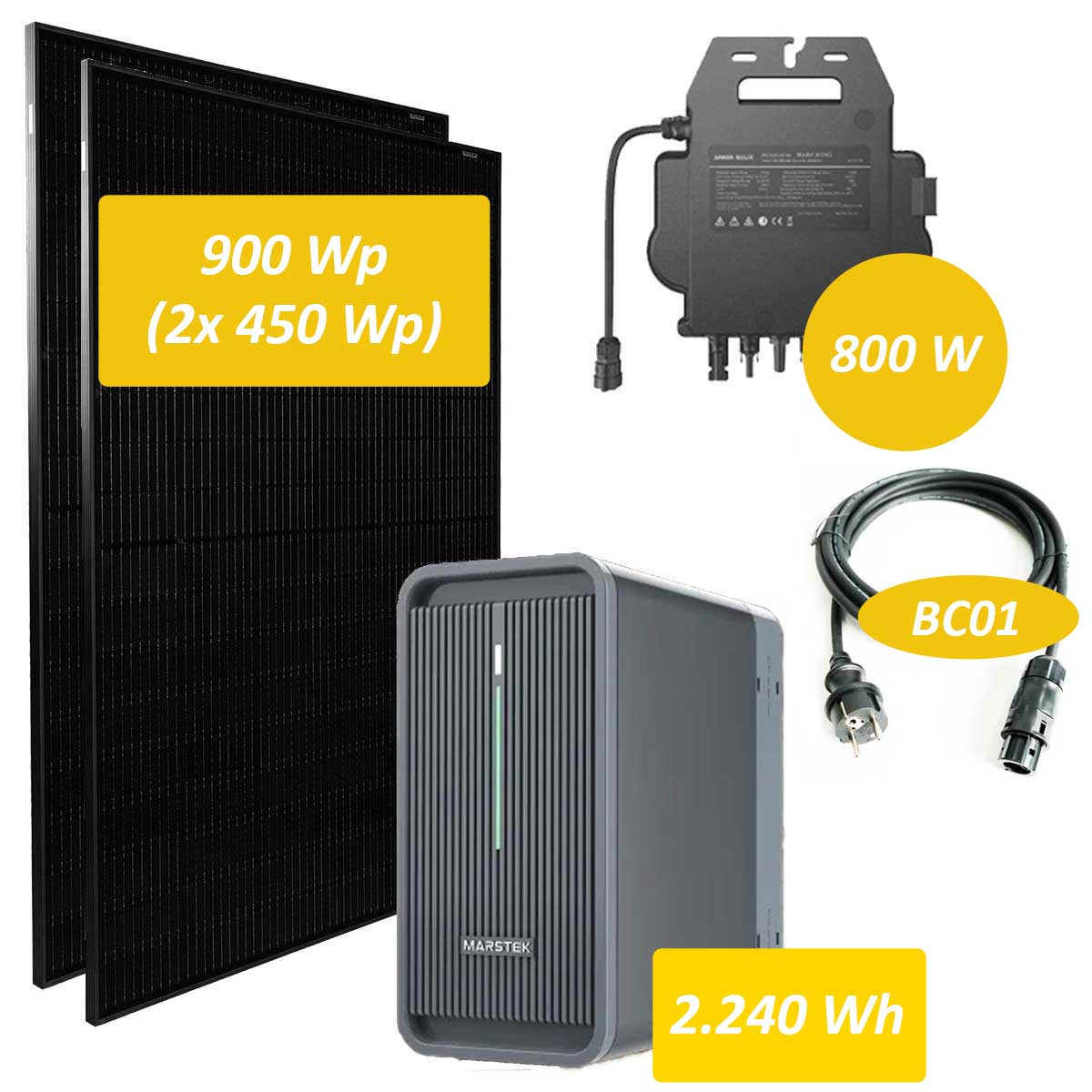 Marstek Balkonkraftwerk 800W mit 2240Wh Speicher, 2 x 440W Module
