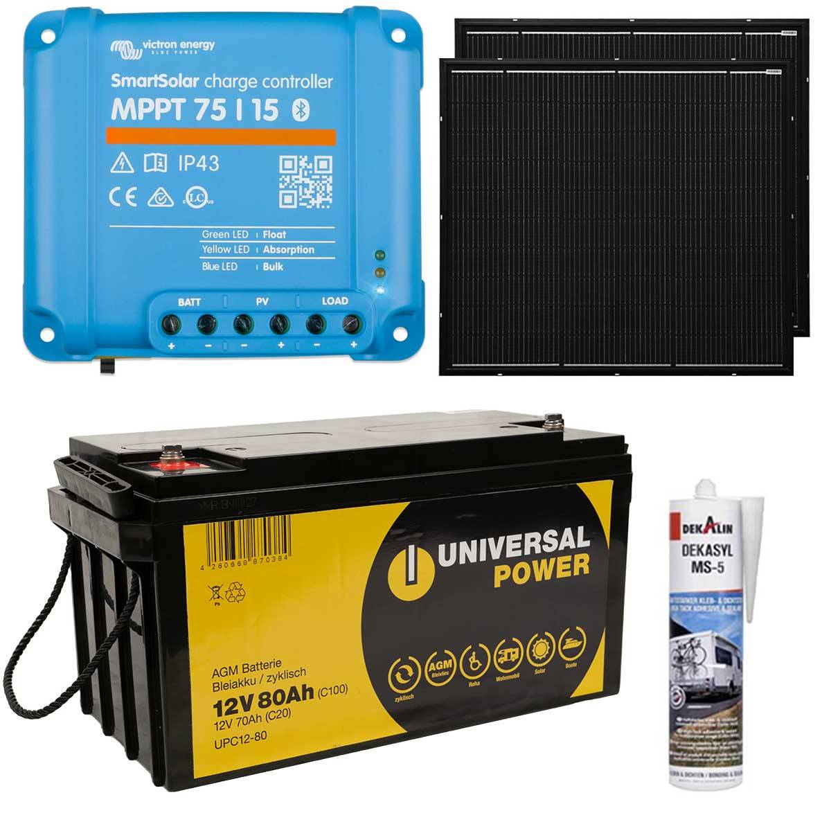 a-TroniX Solaranlage Wohnmobil 220W mit 80Ah Batterie und Victron MPPT Laderegler
