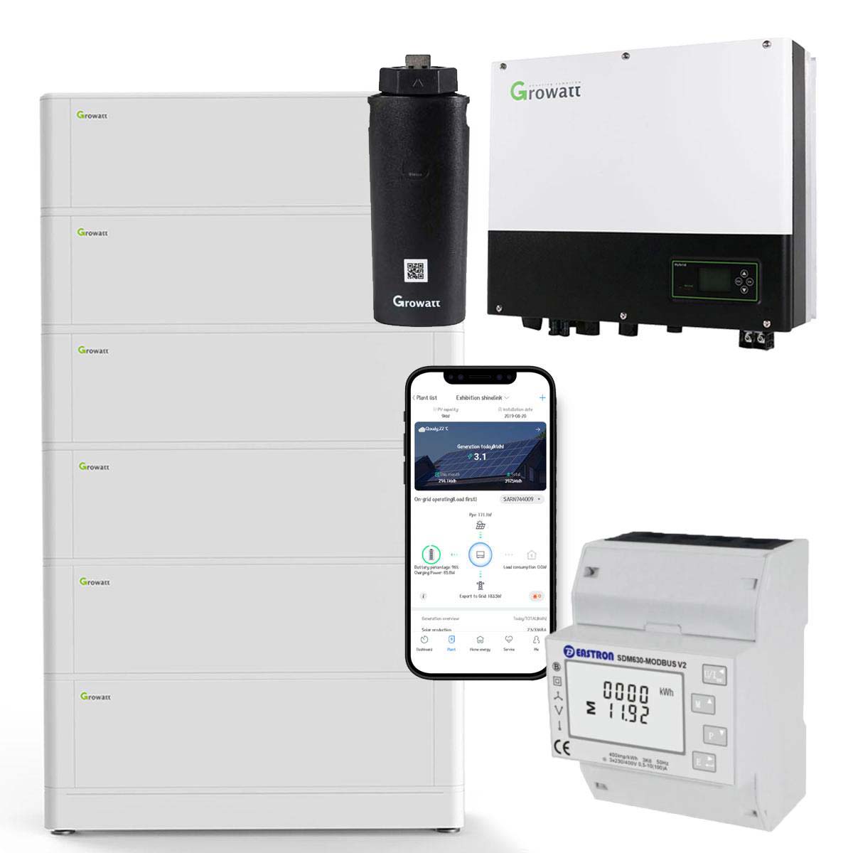 Growatt SPH4000TL BL-UP 4kW Hybrid Wechselrichter mit 15.3kWh Solarspeicher-Set