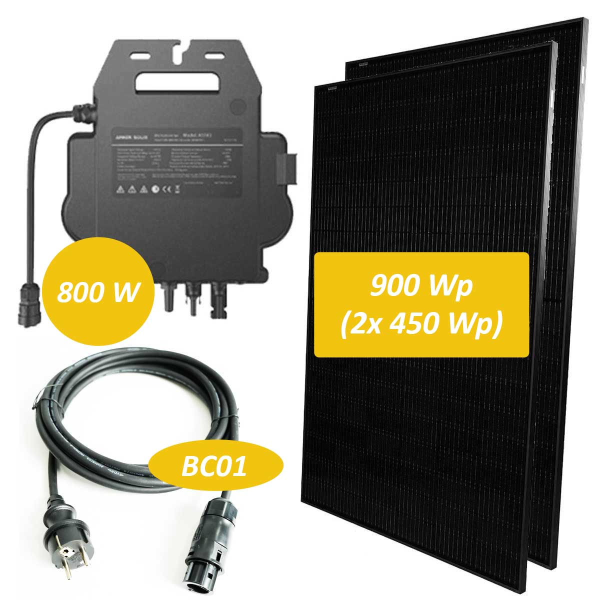 Marstek Balkonkraftwerk mit 900W Solarpanel,  MI0800W Mikrowechselrichter 0,8kW