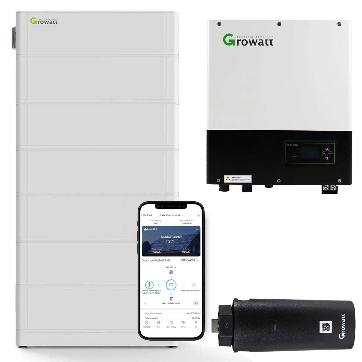 Growatt SPA 5000TL3 BH 5kW Batteriewechselrichter mit 15,3 kWh Solarspeicher-Set