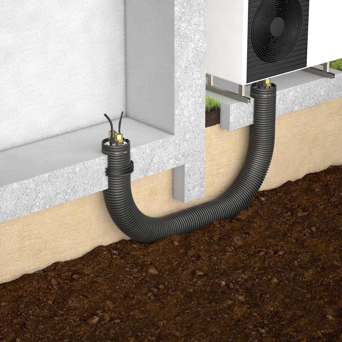 DOYMAfix Anschlusssystem für Bodenplatten Connect HP/P DN 40 - 10 m inkl. Wellrohr DN 40 - 10 m