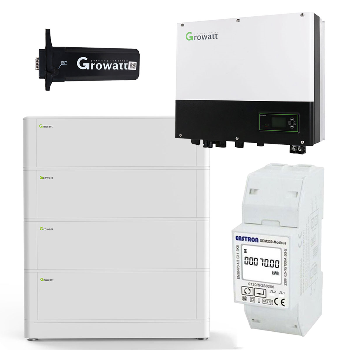 Growatt SPH3000 3kW Hybrid Wechselrichter mit 10.2kWh Solarspeicher-Set