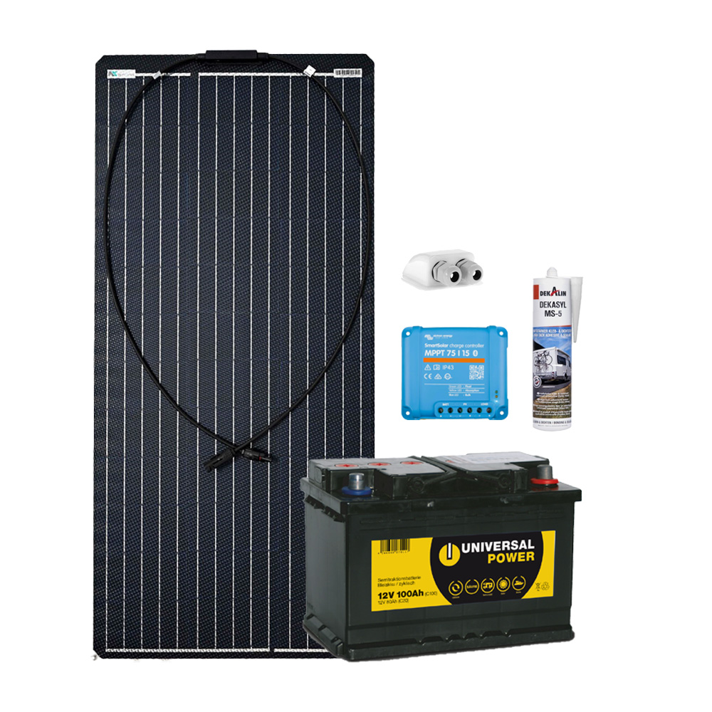 a-TroniX Solaranlage Wohnmobil 100W mit 100 Ah Batterie und MPPT Laderegler 
