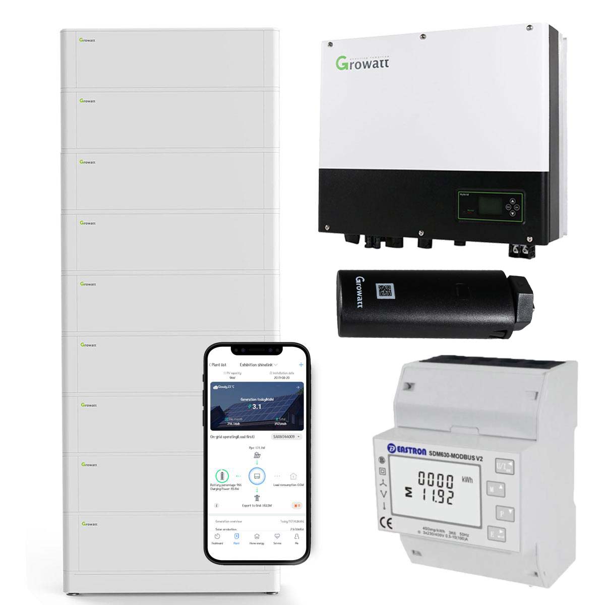 Growatt SPH4000TL BL-UP 4kW Hybrid Wechselrichter mit 23.0kWh Solarspeicher-Set