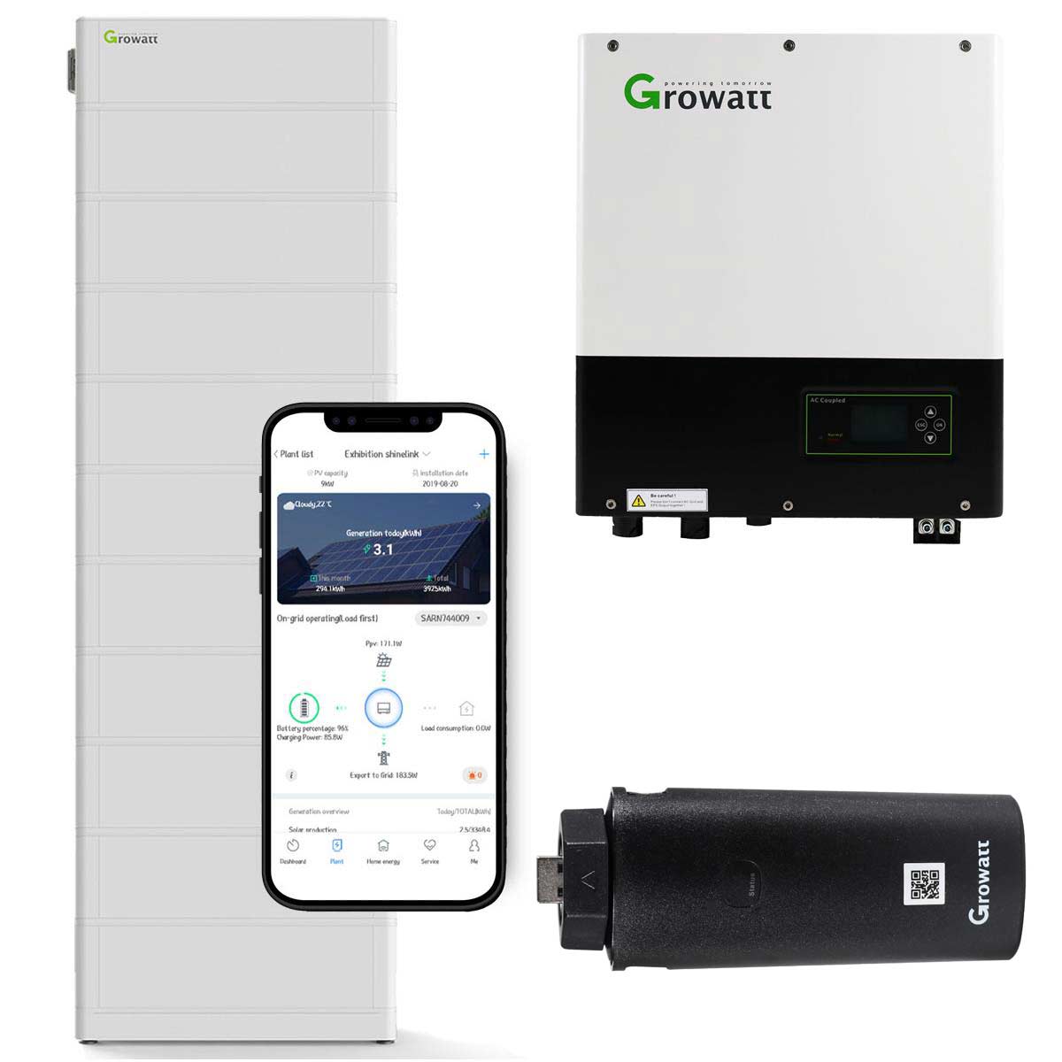 Growatt SPA 5000TL3 BH-UP 5kW Batteriewechselrichter mit 25,6 kWh Solarspeicher-Set