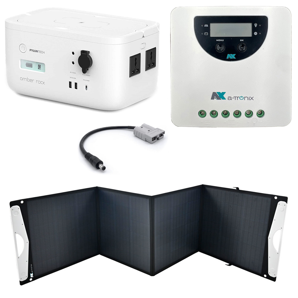 Pylontech Amber Rock 473Wh Portable Powerstation mit a-TroniX PPS Solar Bag Vario 200W