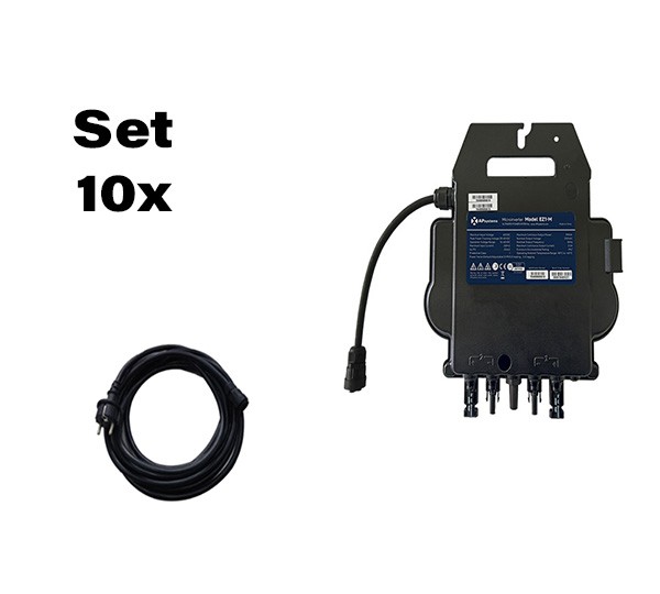 EZ1-S (600VA) + Power Cord (5m), 10er Set 10 x Microwechselrichter + Cable, 600 VA, 1-phasig