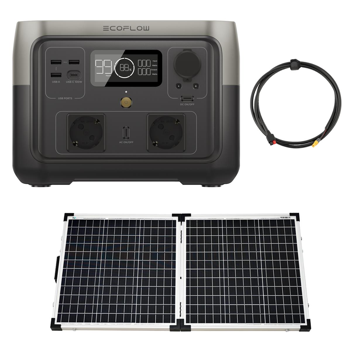 EcoFlow River 2 MAX 512Wh Powerstation mit 100W Solarkoffer