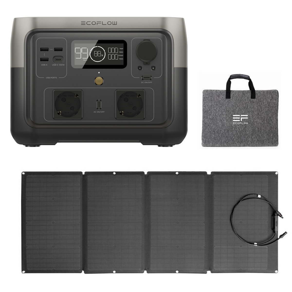 EcoFlow River 2 MAX 512Wh Powerstation mit 160W Solarpanel