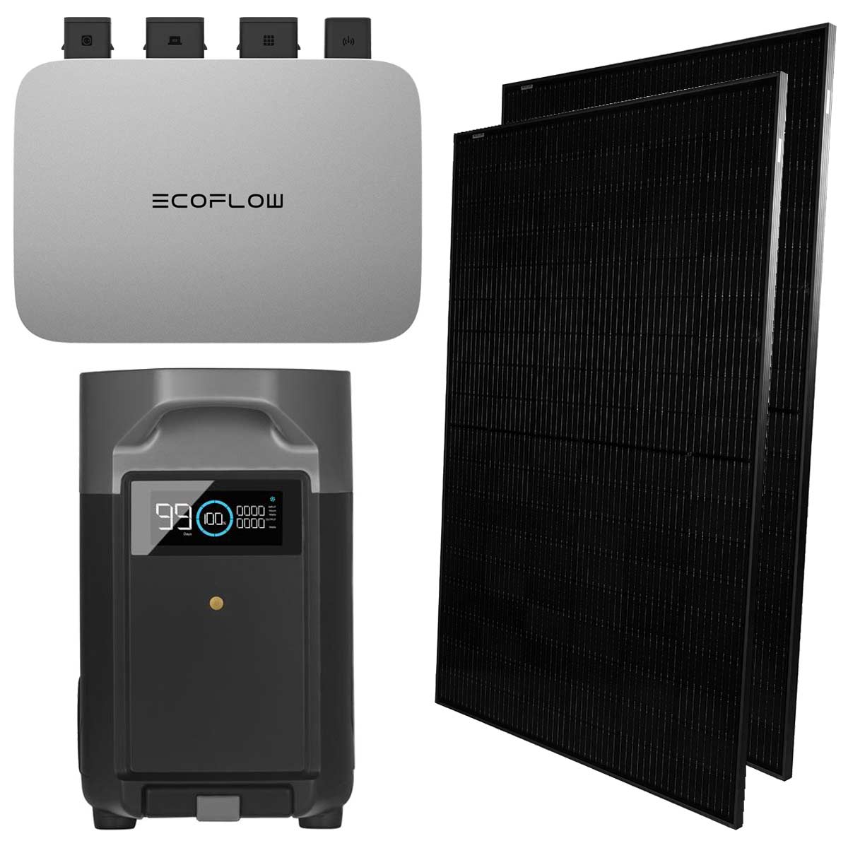 EcoFlow Balkonkraftwerk 800W Komplettset PowerStream mit DELTA Max Extra Battery