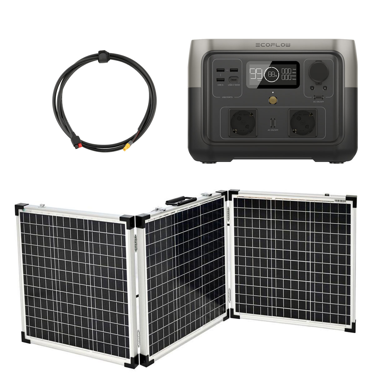 EcoFlow River 2 Max 512Wh Portable Powerstation mit 150W Solarkoffer