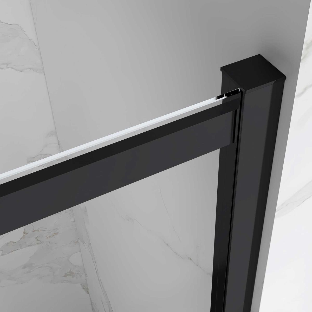 Duschtür Nischentür Kaylee DD Black mit Schiebetür aus 6mm ESG Klarglas