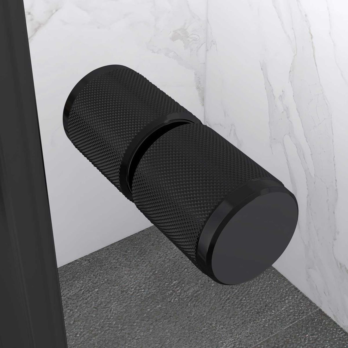 Duschtür Nischentür Kaylee DD Black mit Schiebetür aus 6mm ESG Klarglas