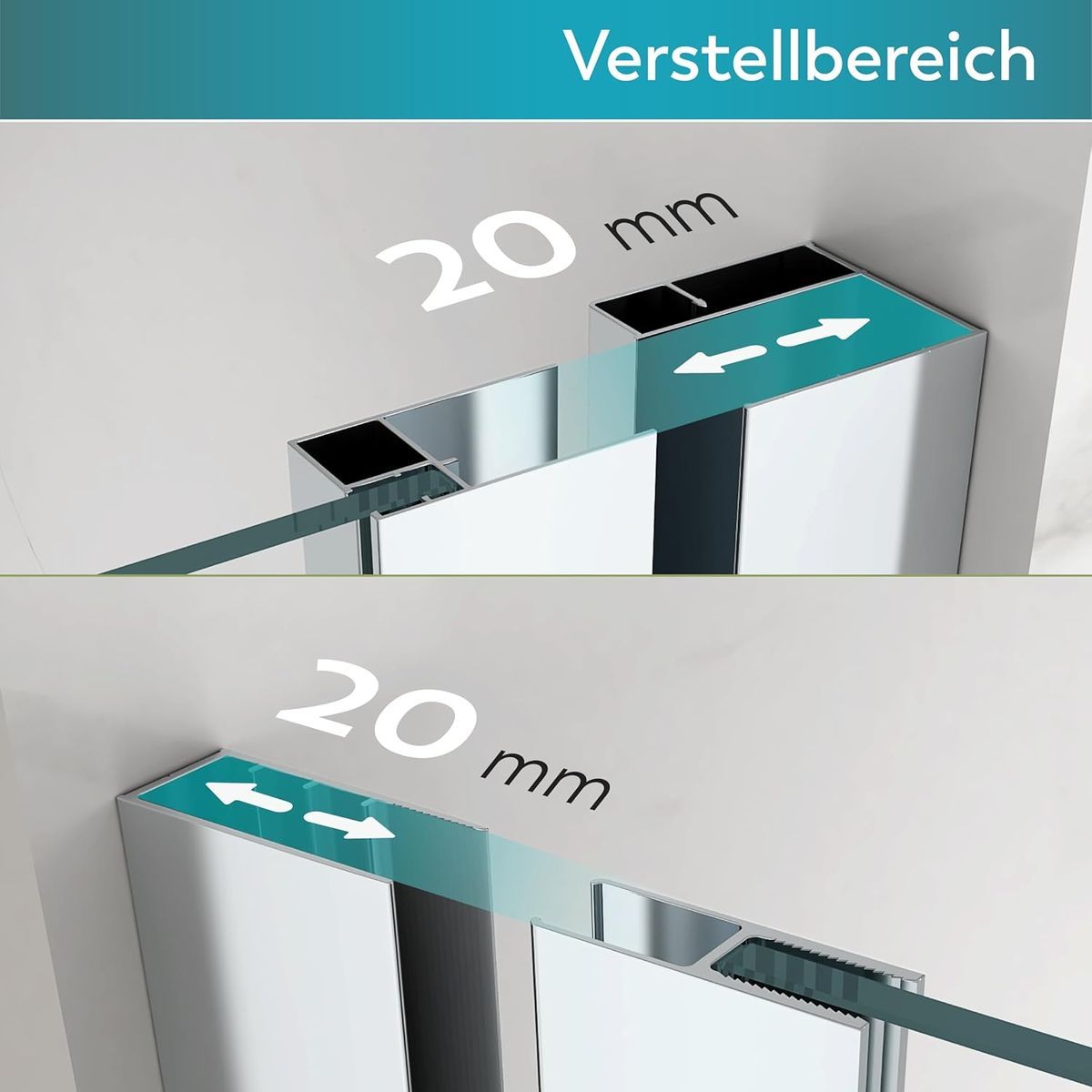 Duschtür Nischentür Kaylee DD Black mit Schiebetür aus 6mm ESG Klarglas
