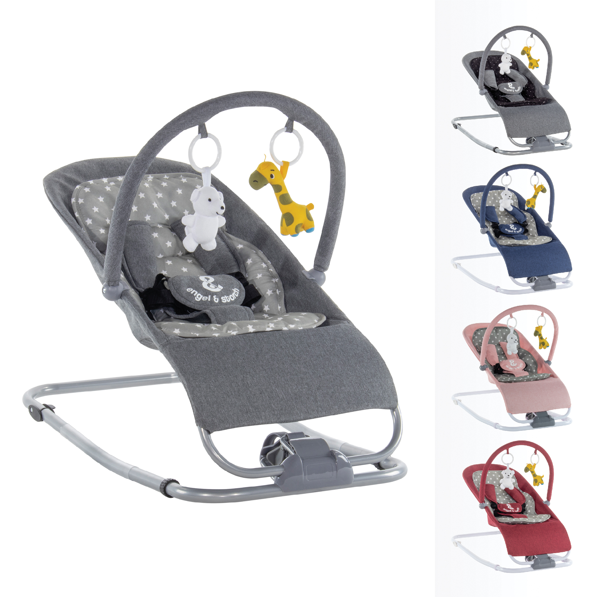 Babywippe VIENO mit abnehmbarem Bezug und Spielebogen